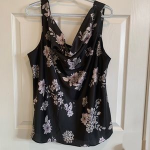 NWT black floral blouse with cowl neck